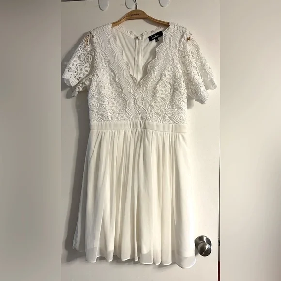 Lulus | Dresses | Lulus Angel In Disguise White Lace Skater Dress Size Large  | Poshmark